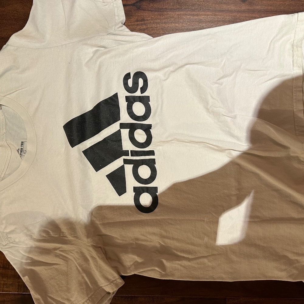 Adidas white logo t shirt